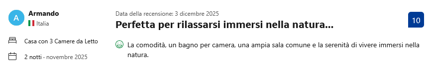 Recensione cliente Booking.com 1