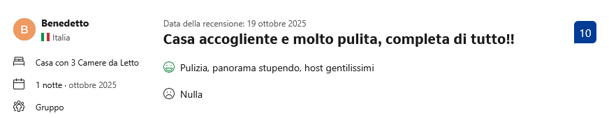 Recensione cliente Booking.com 2