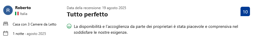 Recensione cliente Booking.com 4