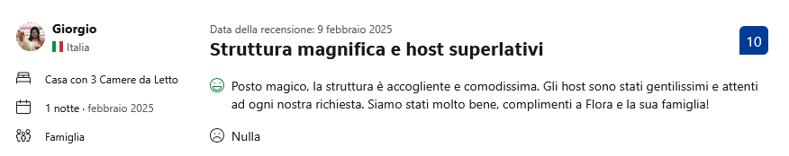 Recensione cliente Booking.com 5